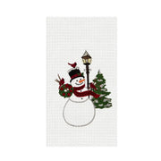 Snowman & Cardinal Embroidered Holiday Towel