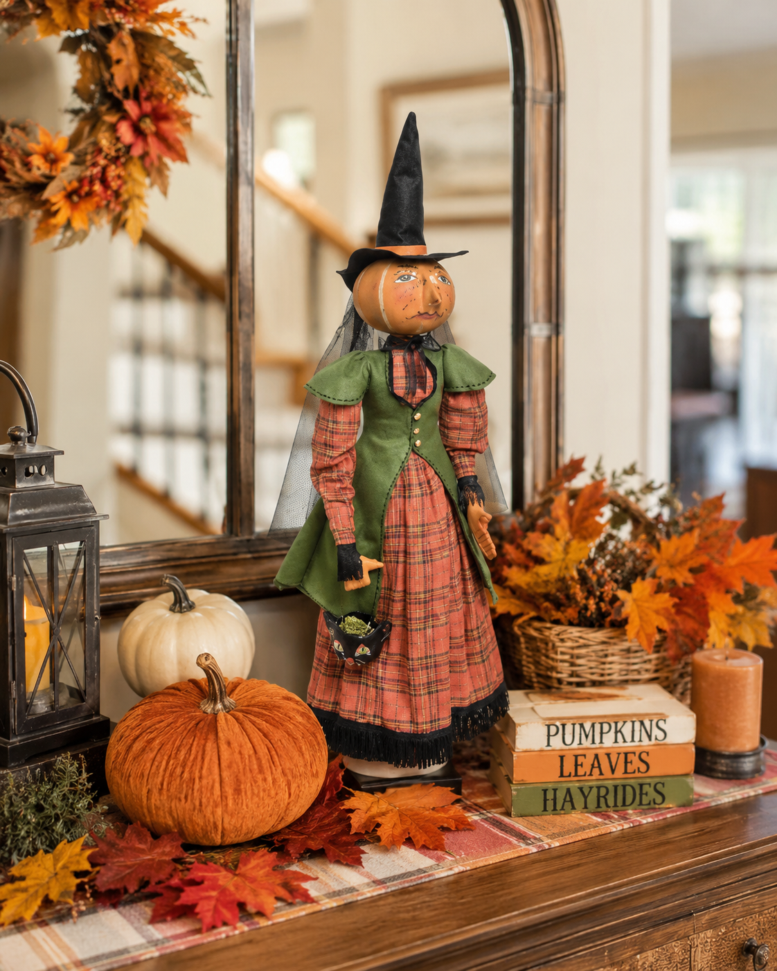 Opelia Pumpkin Witch on Stand