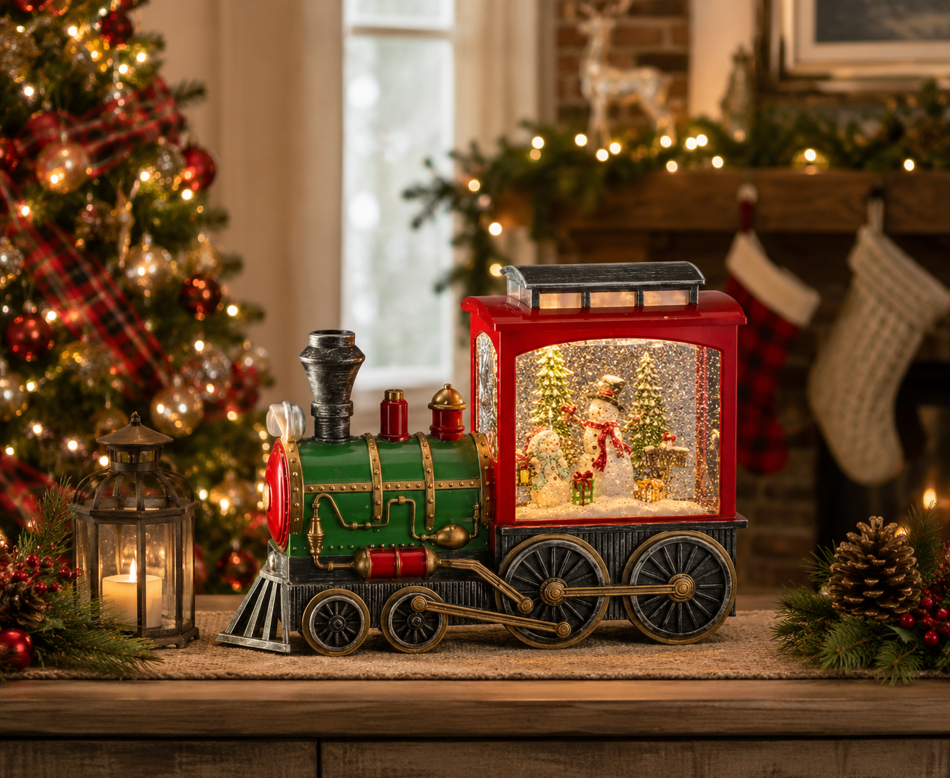 LED Snowman Express Train Snowglobe