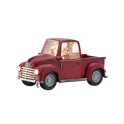 LED Red Truck Santa Snowglobe