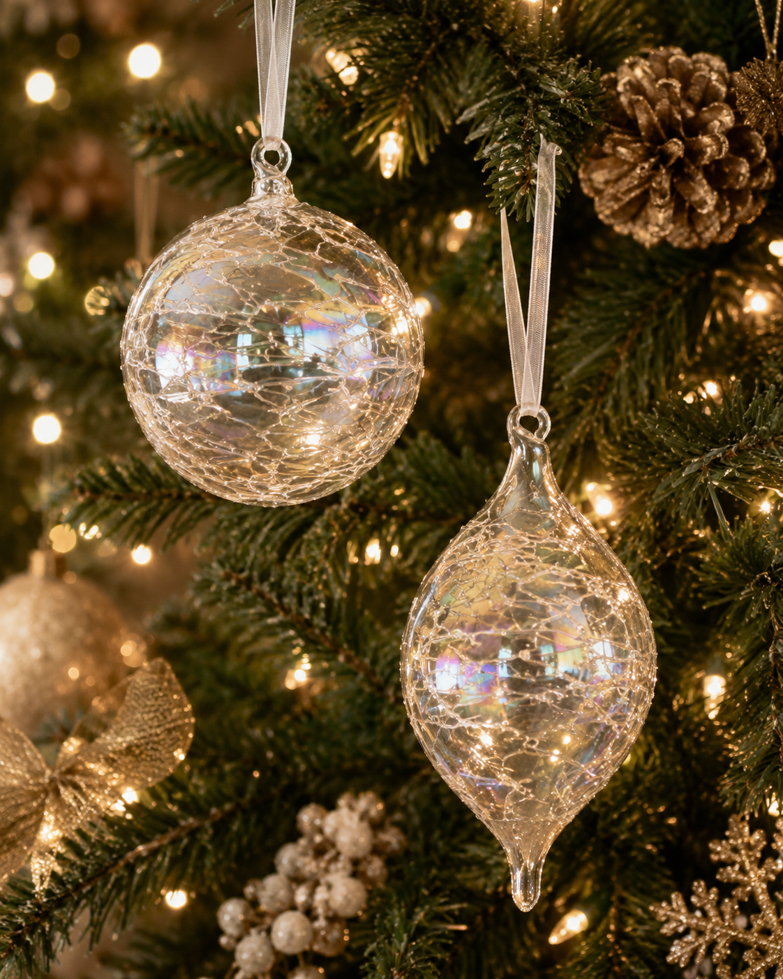 Etched Glass Iridescent Ornament (2-Styles)