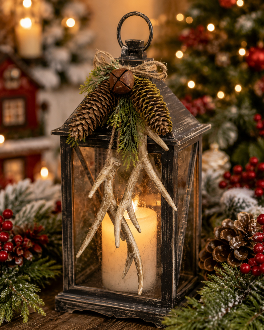 Antler Pinecone Bell Ornament