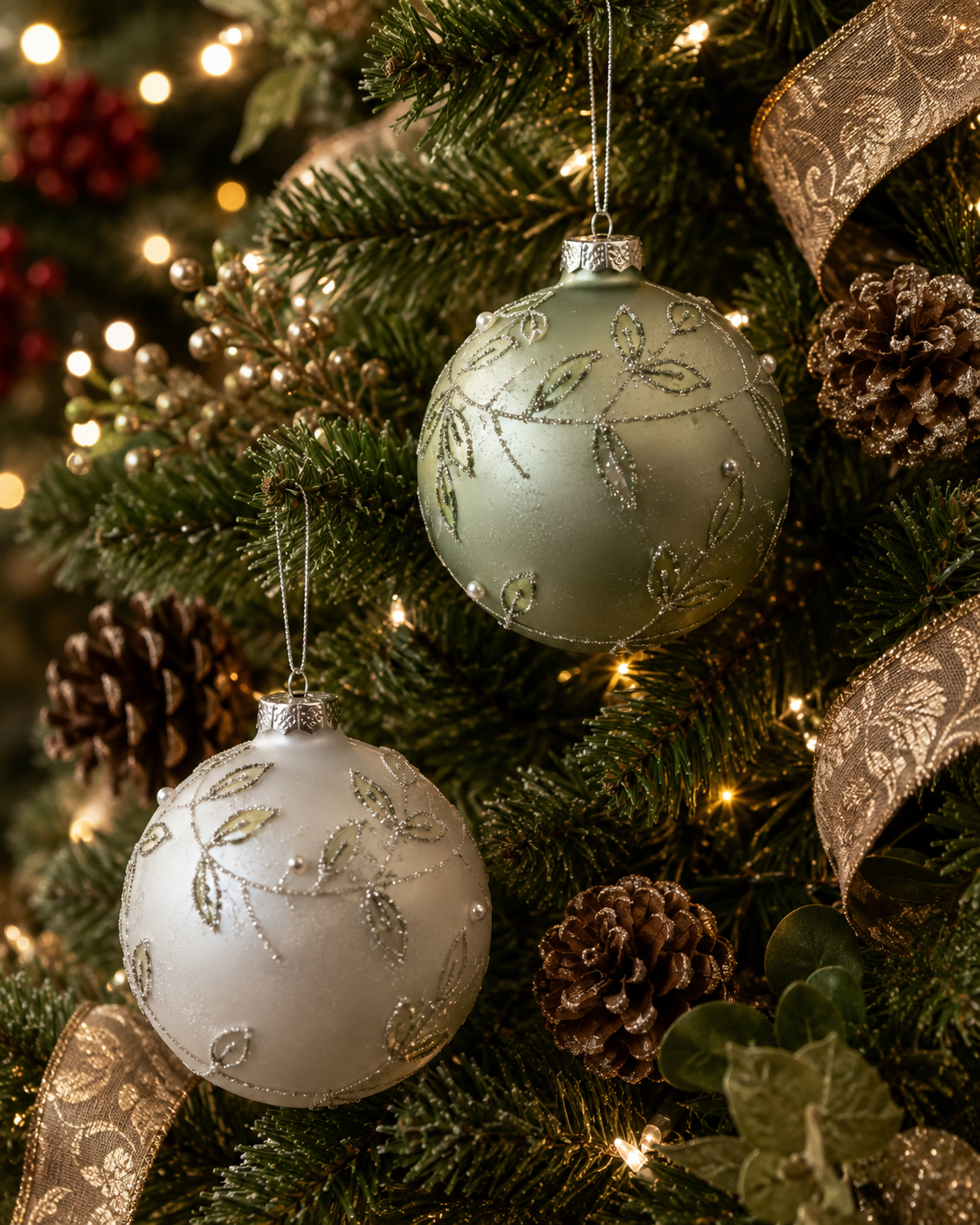 Mini Leaf Pearl Glass Ornament (2-Colors)