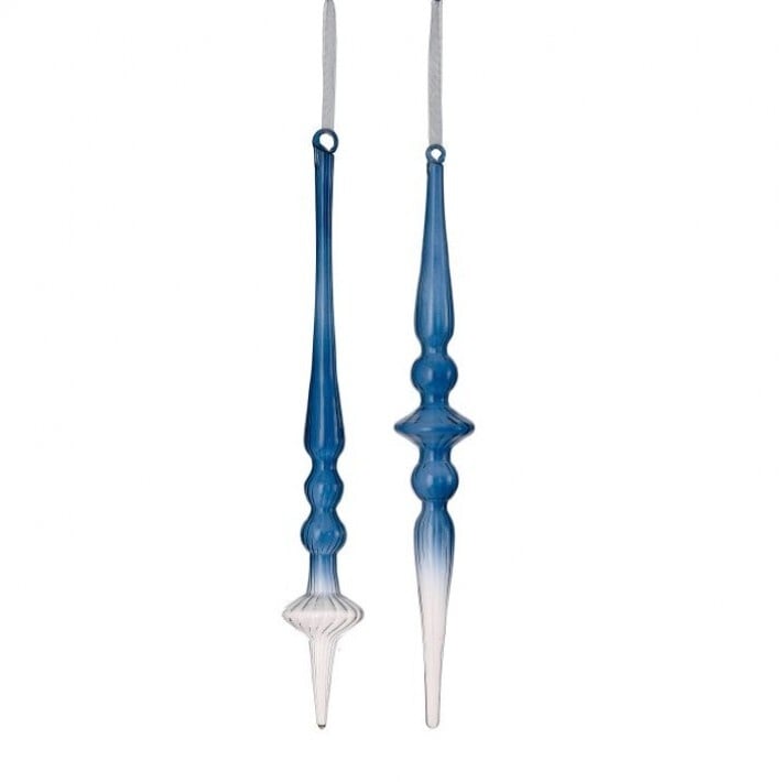 Ombre Blue Glass Finial Ornament (2-Styles)
