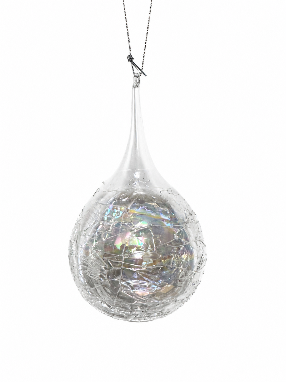 Glass Iridescent Drop Ornament