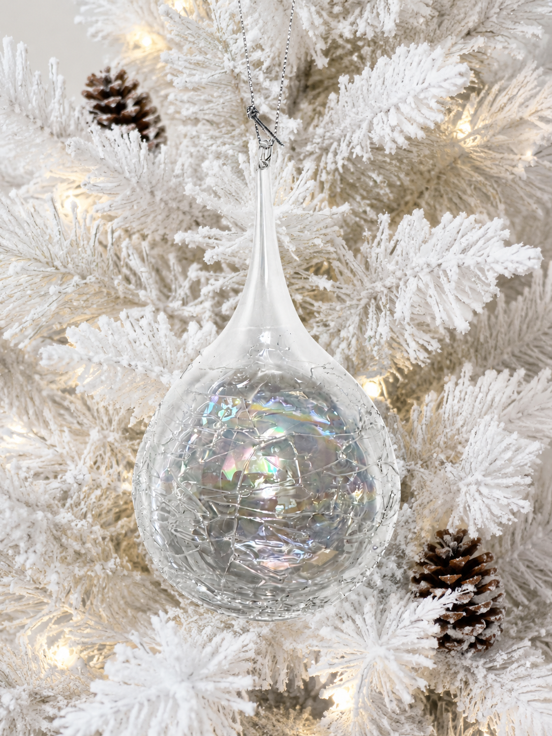 Glass Iridescent Drop Ornament