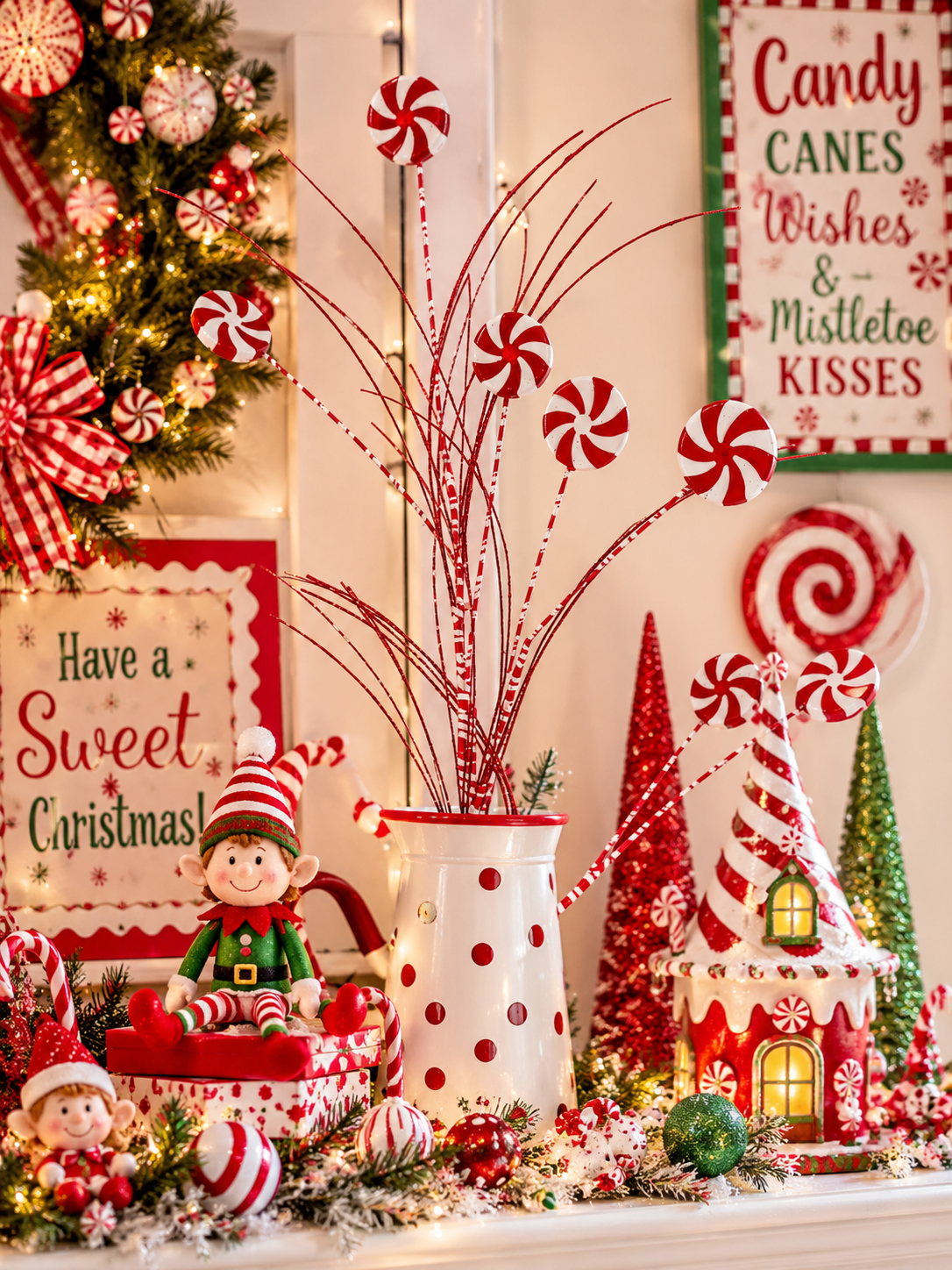 31" Peppermint Glitter Spray