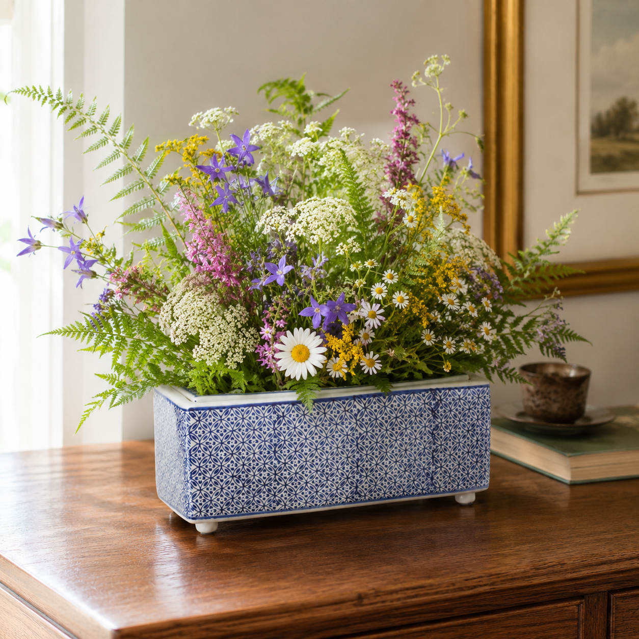 Garden Row Arranger Vase Blue