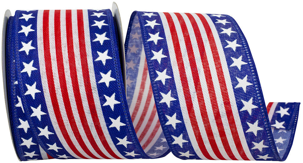 2.5" x 10 Yds Linen Patriotic Ribbon