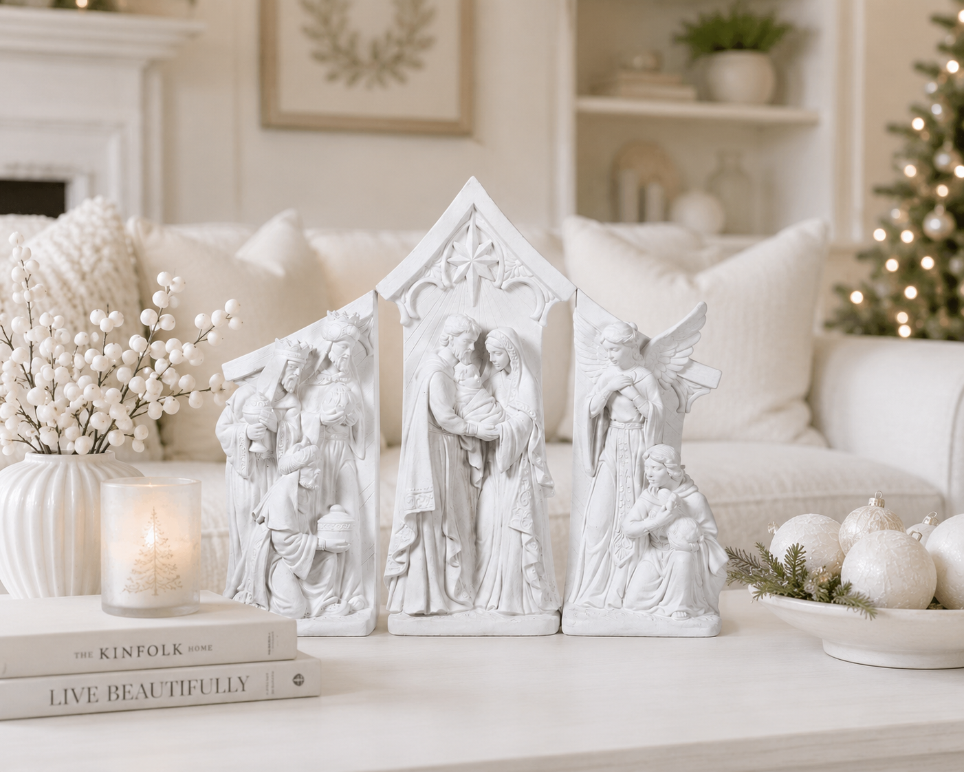 3-Piece White Nativity Set