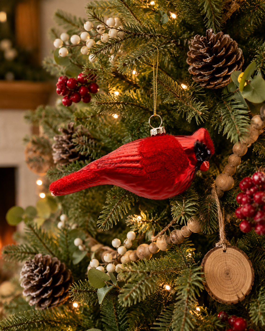 Glass Red Cardinal Ornament