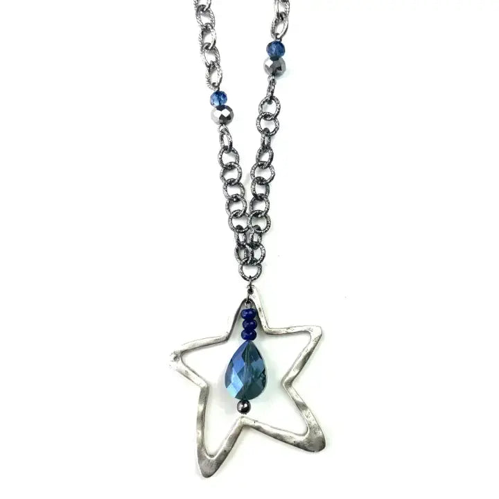 Blue & Silver Star Pendant Necklace