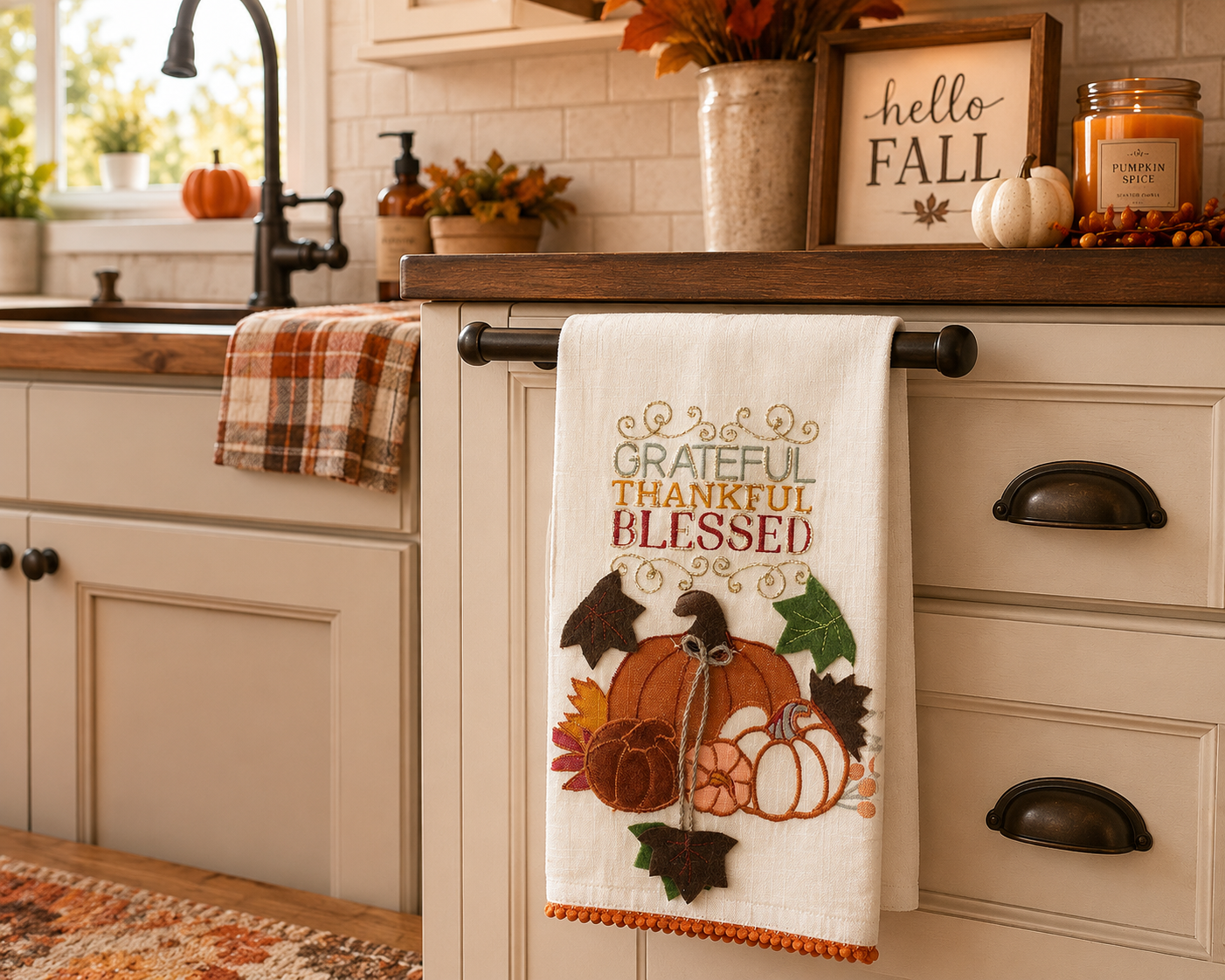 Grateful Thankful Blessed Fall Towel