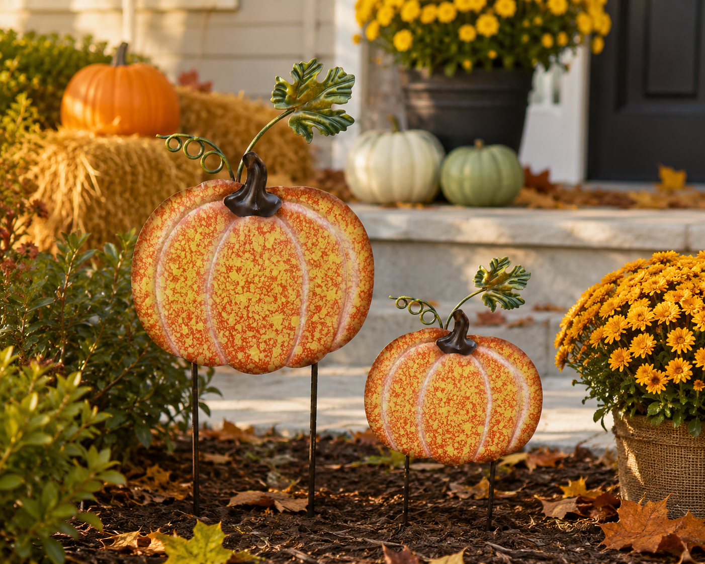 Metal Pumpkin Yard Stake