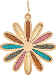 Wood Inlay Daisy Earrings