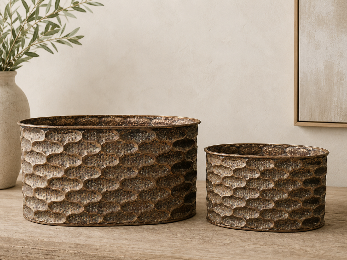 Copper Finish Oval Planter