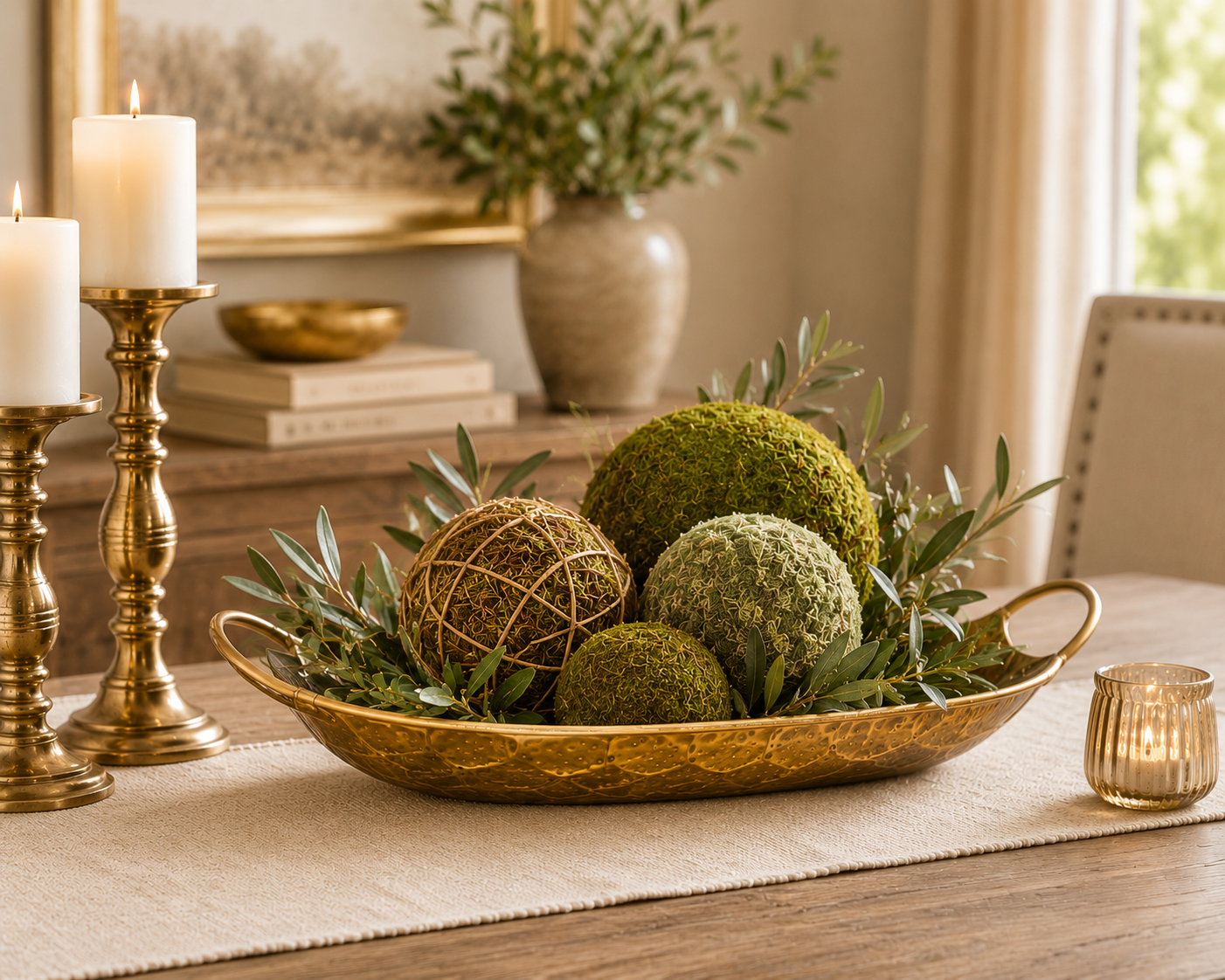 Golden Hammered Metal Tray
