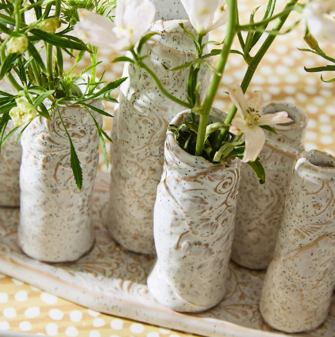 Whitewashed Embossed Multi Vase