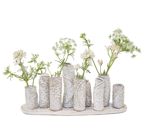 Whitewashed Embossed Multi Vase
