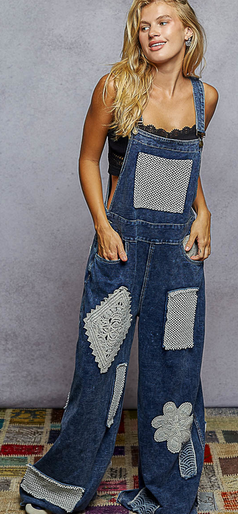 Denim Overall w/ Crocheted Patches By: POL