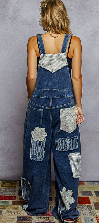 Denim Overall w/ Crocheted Patches By: POL