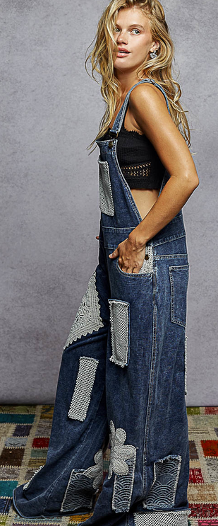 Denim Overall w/ Crocheted Patches By: POL