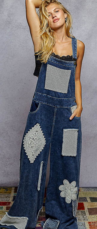 Denim Overall w/ Crocheted Patches By: POL