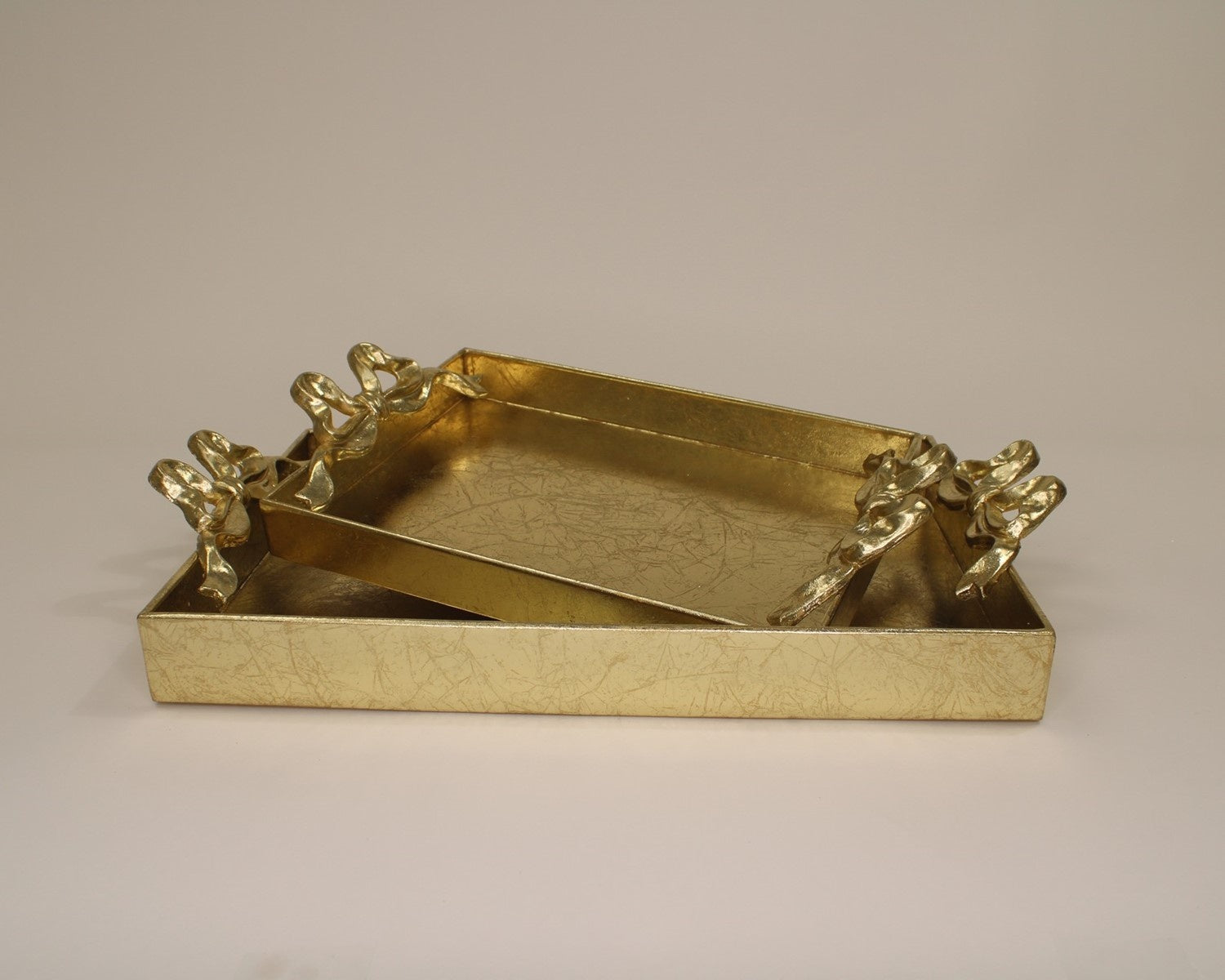 Golden Metal Tray w/ Bow Handles (2-Sizes)