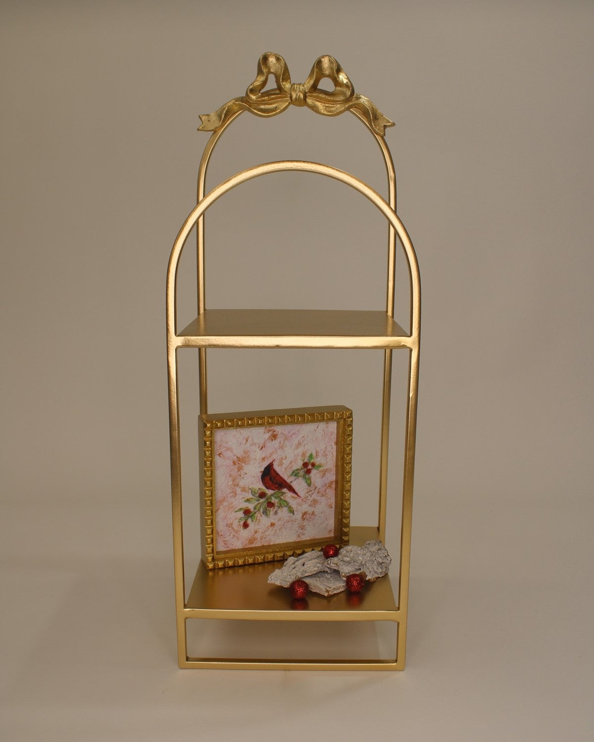Golden Metal Bow 2-Tiered Shelf