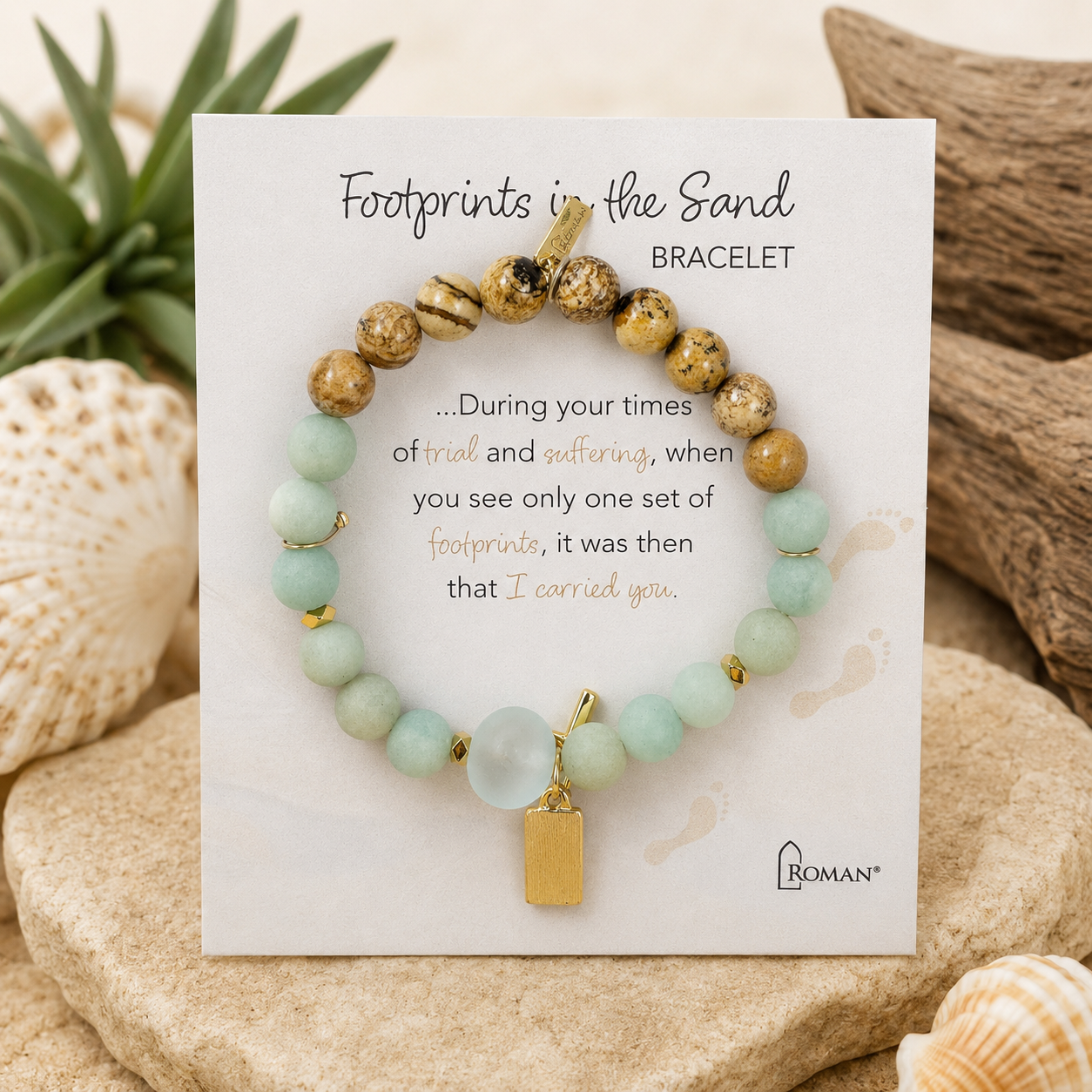 Beaded Charm Footprint Bracelet