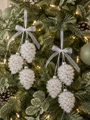 White Pinecone Cluster Ornament