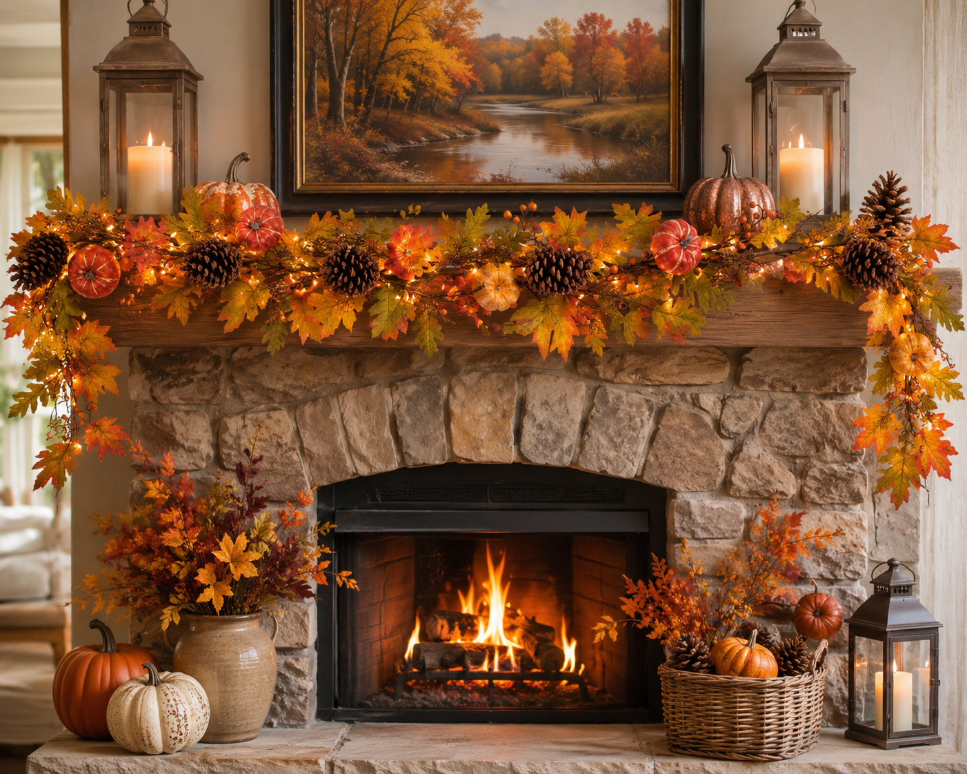 6 ft Pinecone Pumpkin Berry Garland