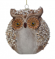 6" Mercury Glass w/ Jewels Owl Ornament