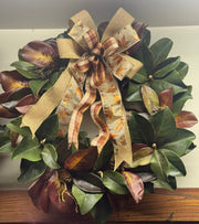 Custom Fall Magnolia Wreath w/ Pinecones & Bow
