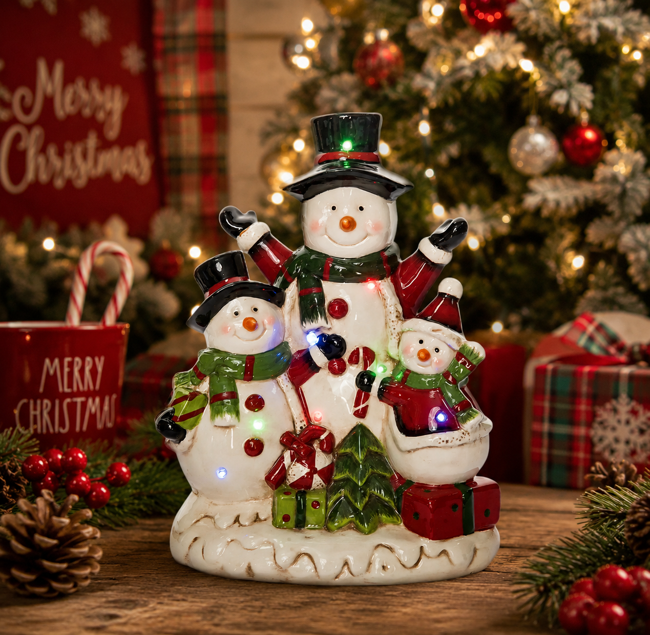 LED Muscial Jolly Group of Snowmen