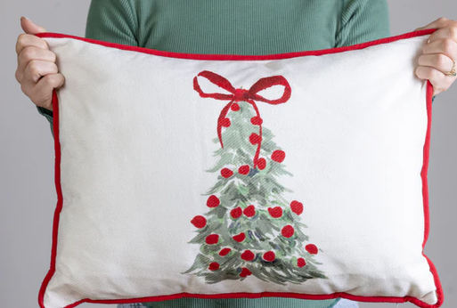 Lumbar Christmas Tree w/ Bow Pillow