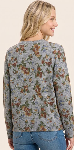 Vintage Floral Print Pull Over Sweater By: Staccato