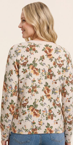 Vintage Floral Print Pull Over Sweater By: Staccato