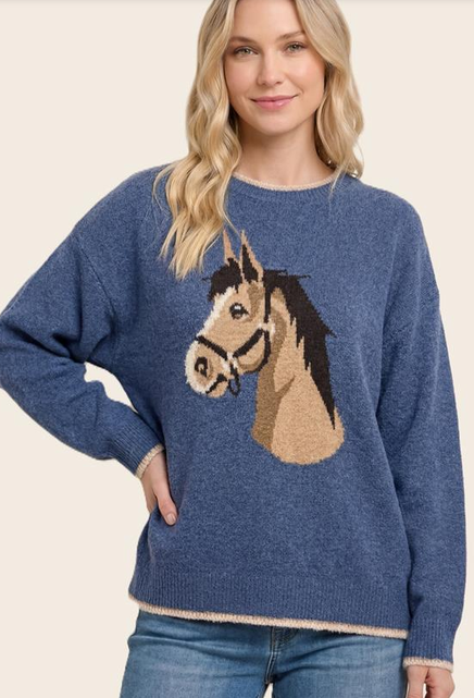 Horse Jacquard Pull Over Sweater By: Staccato