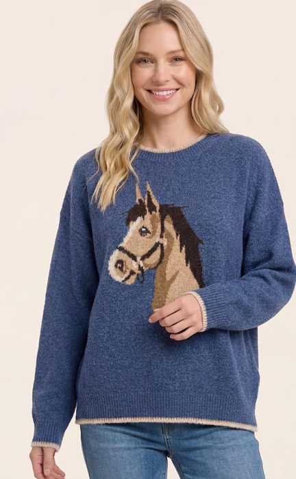 Horse Jacquard Pull Over Sweater By: Staccato