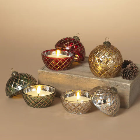 LED Glass Ornament Wax Candle (4-Colors)