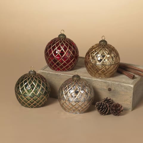 LED Glass Ornament Wax Candle (4-Colors)