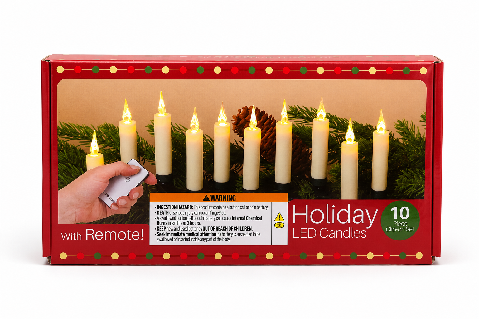 Set of 10 LED Clip on Candles w/ Remote