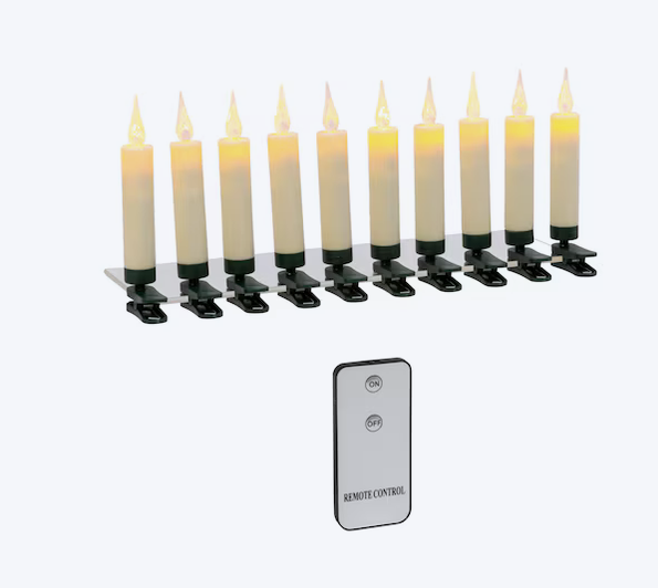 Set of 10 LED Clip on Candles w/ Remote