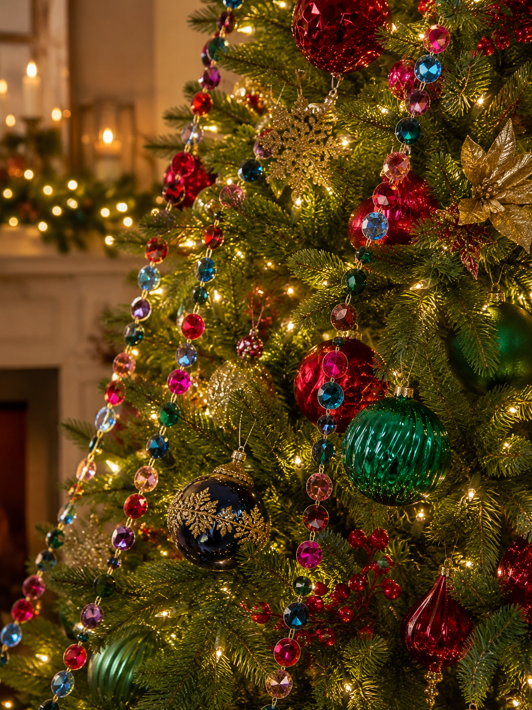 5' Multicolor Jeweled Chain Garland