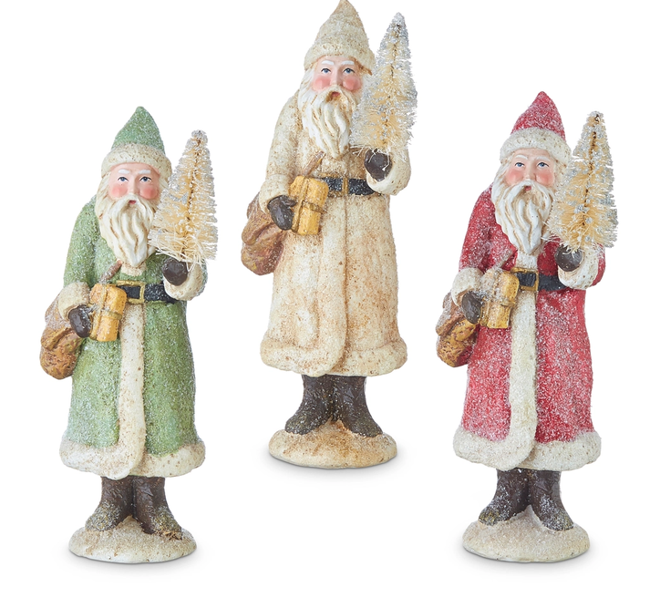 8.5" Glittered Santa (3-Colors)