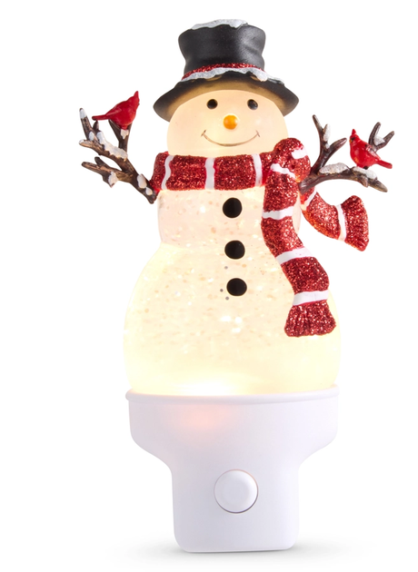 Swirling Glitter Snowman Night Light