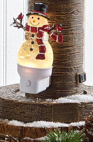 Swirling Glitter Snowman Night Light