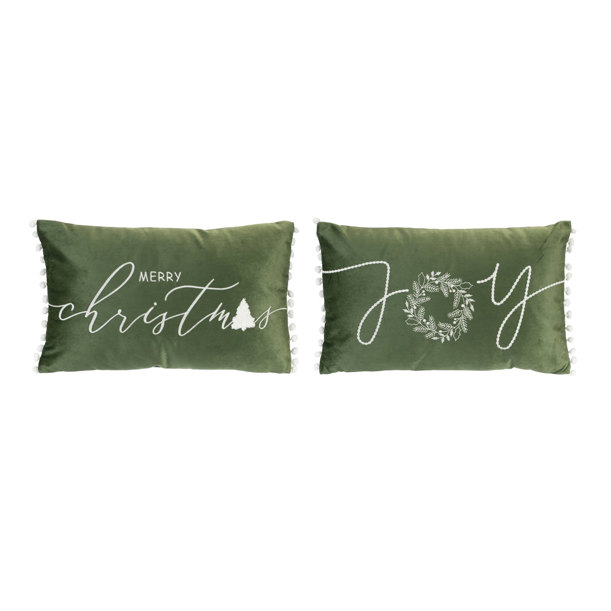 Embroidered Green Pillow