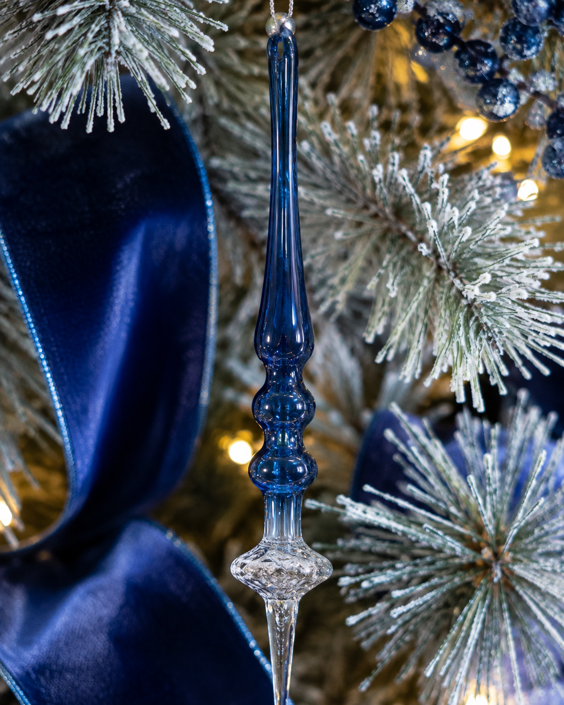 Ombre Blue Glass Finial Ornament (2-Styles)
